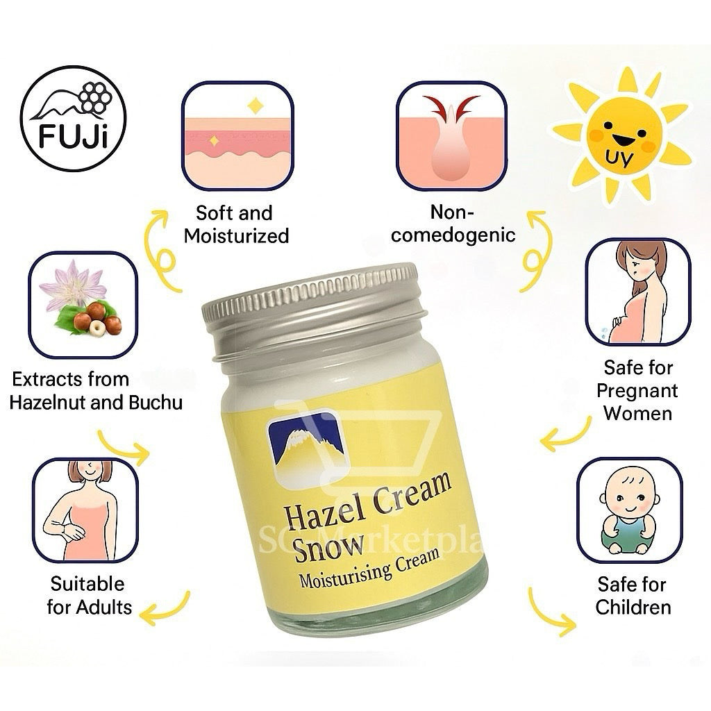Hazel Cream Snow (50g) Whitening And Hydrating Moisturizer | Thailand Original